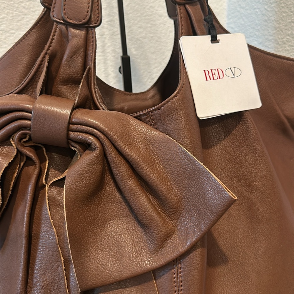 Red Valentino Hobo Bag with XLarge Bow Chocolate NEW!!! - Picture 4 of 12